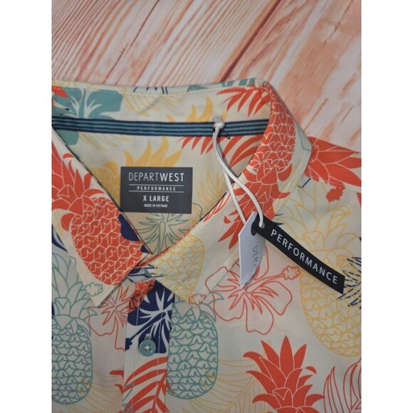 Departwest Performance Mens X-Large Hawaiian Shirt Tropical Pineapple Print - Picture 4 of 7